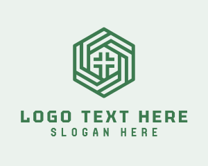 Green Hexagon Cross logo