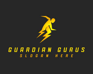 Human Lightning Thunder logo design