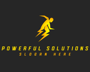 Human Lightning Thunder logo design