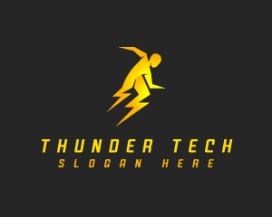 Human Lightning Thunder logo design