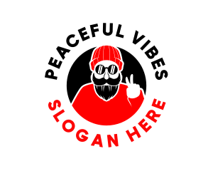 Beanie Hipster Peace logo design