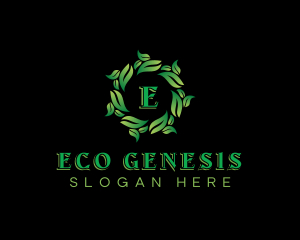 Wreath Eco Leaves logo design