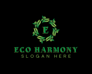 Wreath Eco Leaves logo design