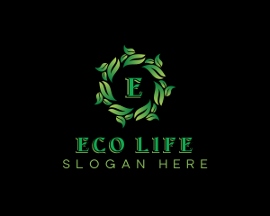 Wreath Eco Leaves logo design