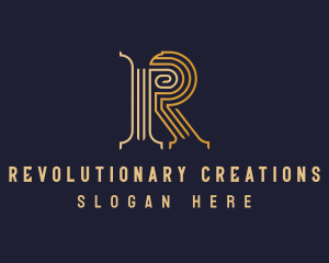 Golden Pillar Letter R logo design