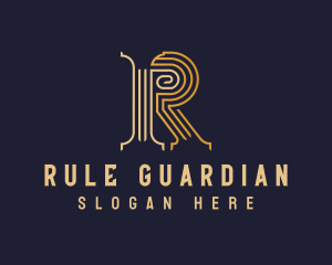 Golden Pillar Letter R logo design