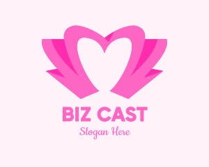 Pink Flower Bud Heart  Logo