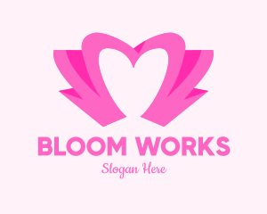 Pink Flower Bud Heart  logo design