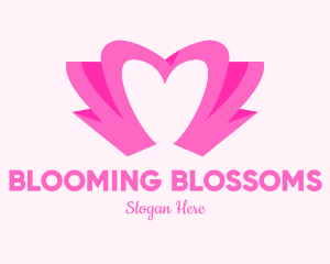 Pink Flower Bud Heart  logo design