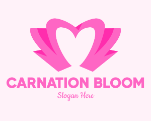 Pink Flower Bud Heart  logo design