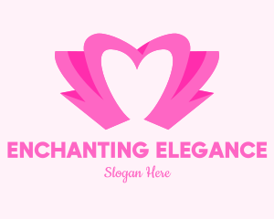 Pink Flower Bud Heart  logo design