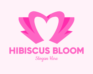 Pink Flower Bud Heart  logo design