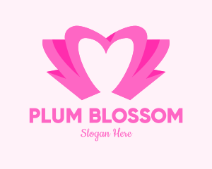 Pink Flower Bud Heart  logo design