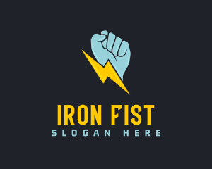 Lightning Bolt Fist logo design