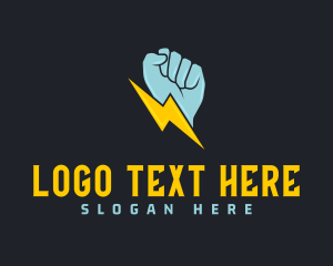 Gym - Lightning Bolt Fist logo design