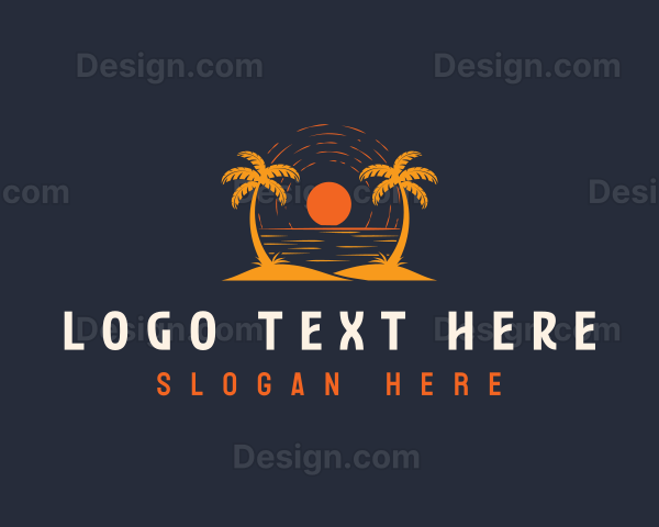 Palm Tree Beach Travel Logo