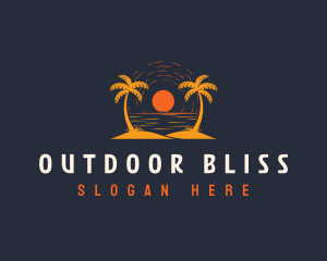 Palm Tree Beach Travel logo design