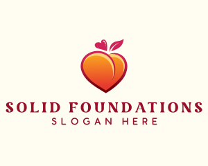 Peach Heart Fruit Logo
