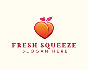 Peach Heart Fruit logo design