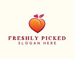 Peach Heart Fruit logo design