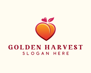 Peach Heart Fruit logo design