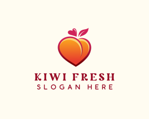 Peach Heart Fruit logo design