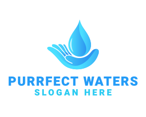 Water Droplet Hand logo design