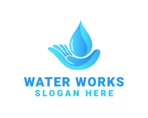 Water Droplet Hand logo design