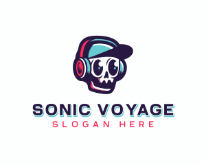 Musician Skull Disc Jockey logo