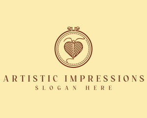 Embroidery Needle Heart logo design