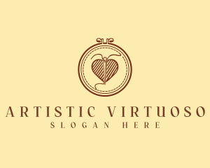 Embroidery Needle Heart logo design