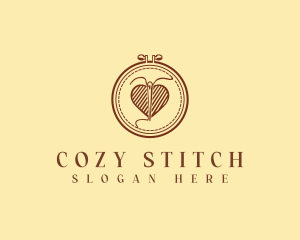 Embroidery Needle Heart logo design