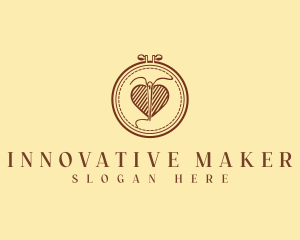 Embroidery Needle Heart logo design