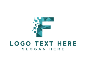 Pixel Technology Letter F logo