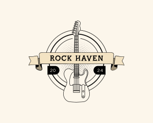 Rockstar Musician Guitar Band logo design