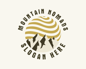 Vintage Mountain Sun logo design