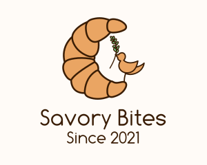 Croissant Leaf Bird logo design