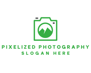 Camera Outline Mountain logo design