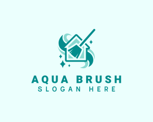 Broom Sweep House Cleaning logo design