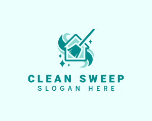 Broom Sweep House Cleaning logo design