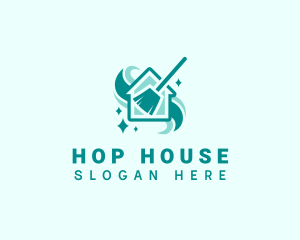 Broom Sweep House Cleaning logo design