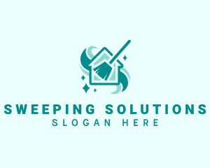 Broom Sweep House Cleaning logo design