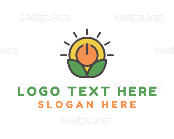 Sun Leaf Power Button Logo