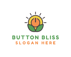 Sun Leaf Power Button logo design