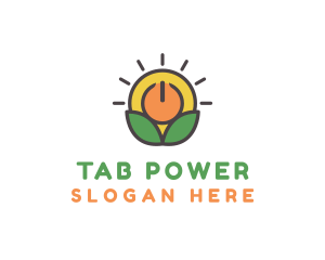 Sun Leaf Power Button logo design