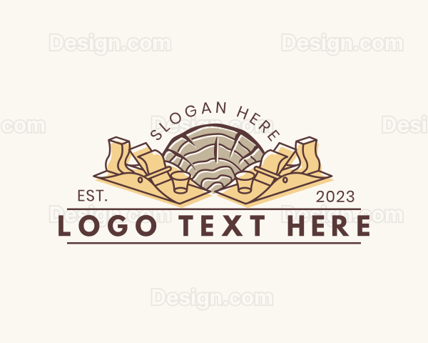 Wood Planer Log Woodworking Logo