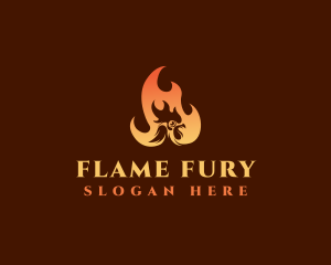 Chicken Barbeque Flame logo design