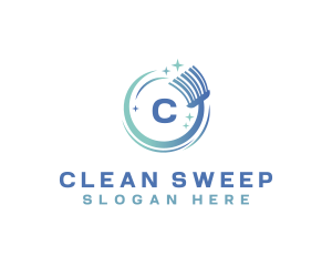 Broom Sweep Cleaning logo design