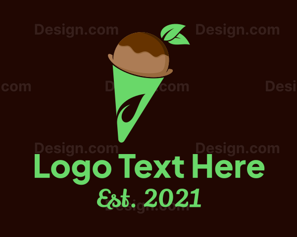 Organic Chocolate Ice Cream Cone Logo