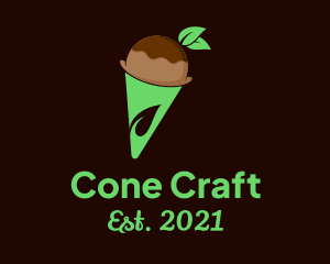 Organic Chocolate Ice Cream Cone logo design